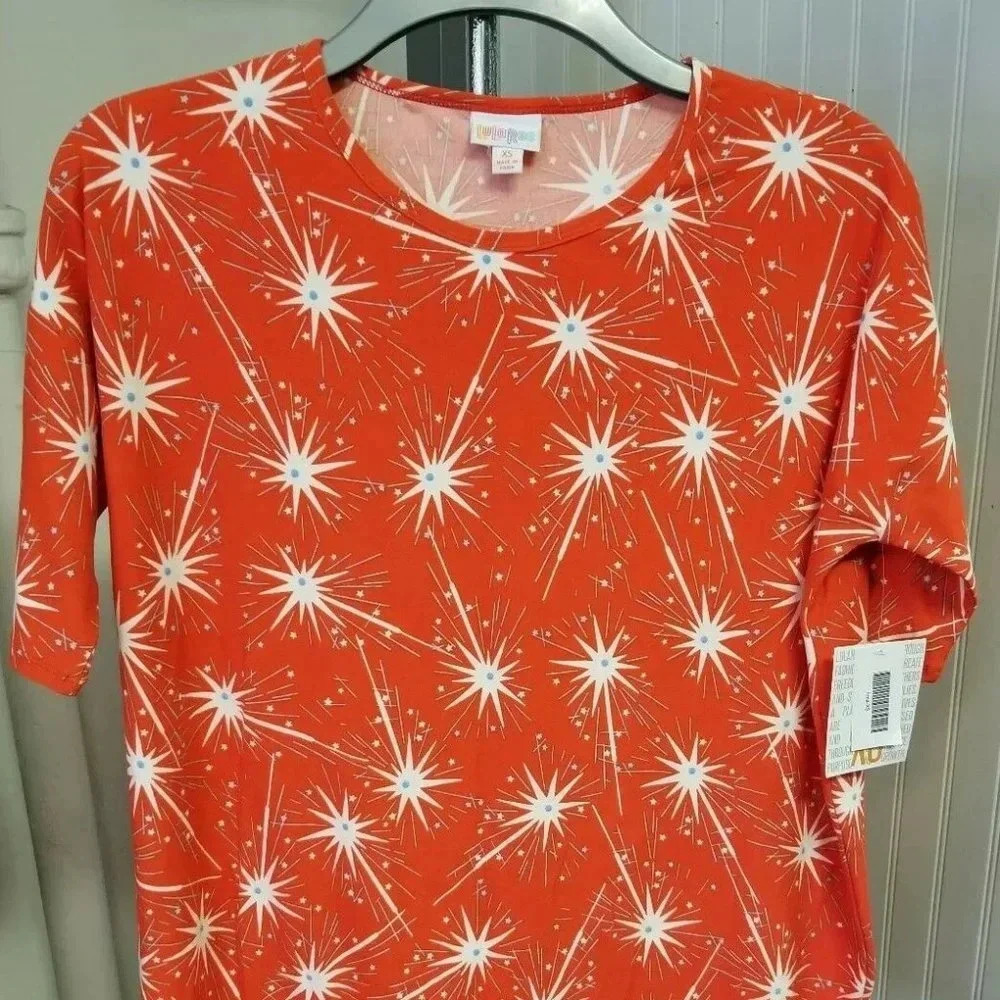 Lularoe Irma Tunic Shirt XS Americana Red White